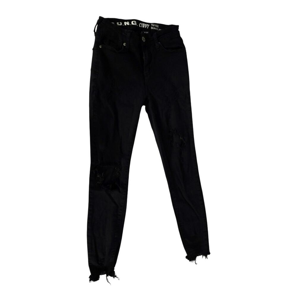 S.O.N.G. Curvy High‑Rise Skinny Ankle Jeans 1/25 – Black Raw Hem